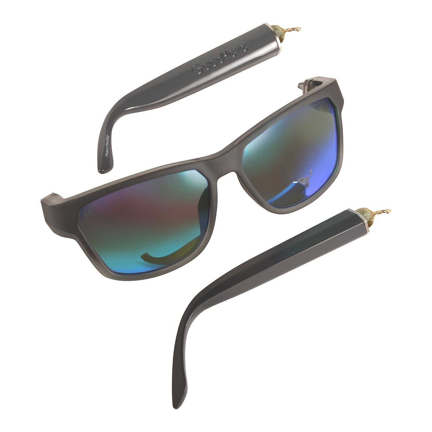 Black & Grey Matte Frame with Green Mirror Lens - GoodHeye