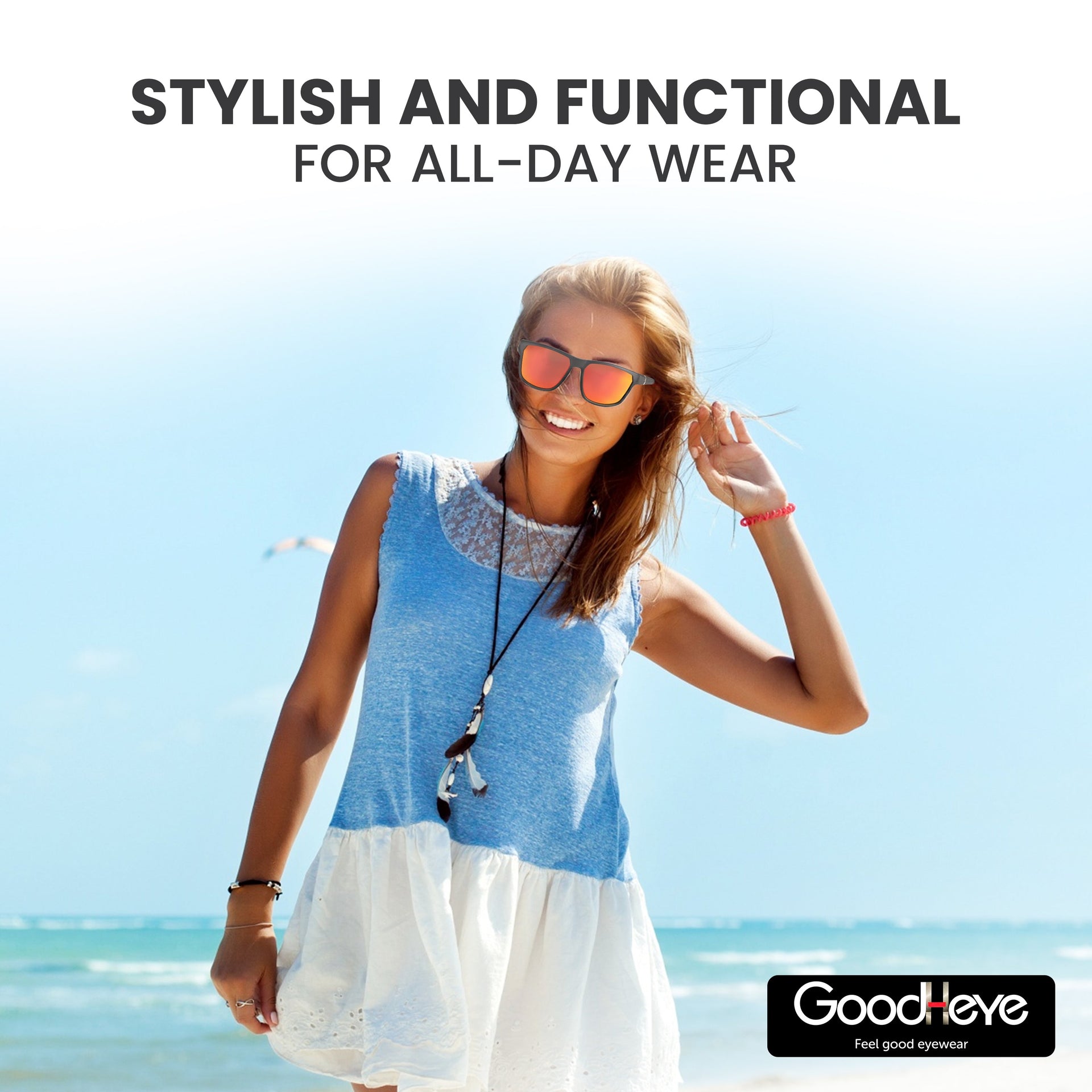 Tortoise Shell Frame, Red Mirror Lenses - GoodHeye